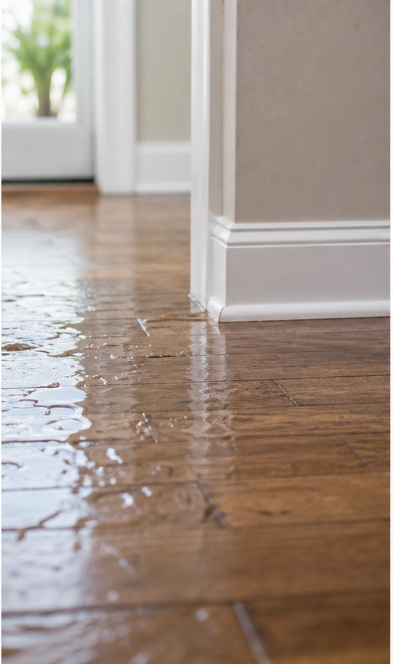 Standing water on residential flooring