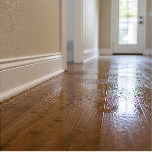 Standing water on residential flooring